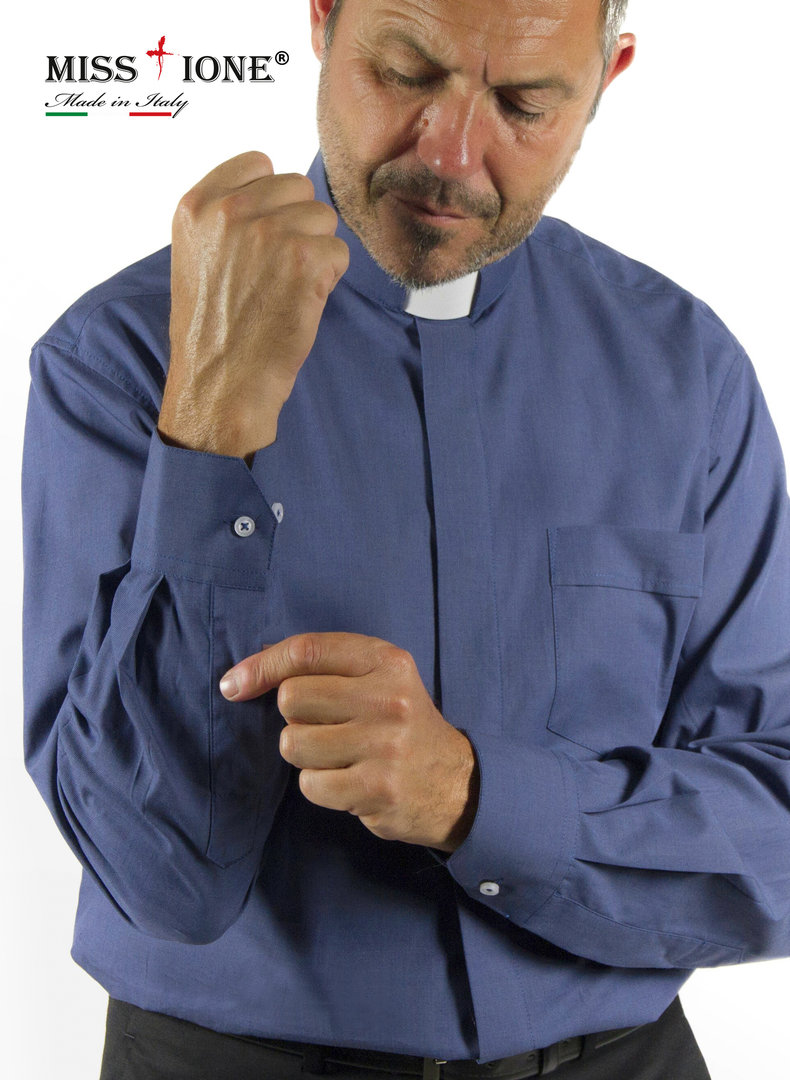 Camicia manica lunga clergy fil a fil 100% cotone