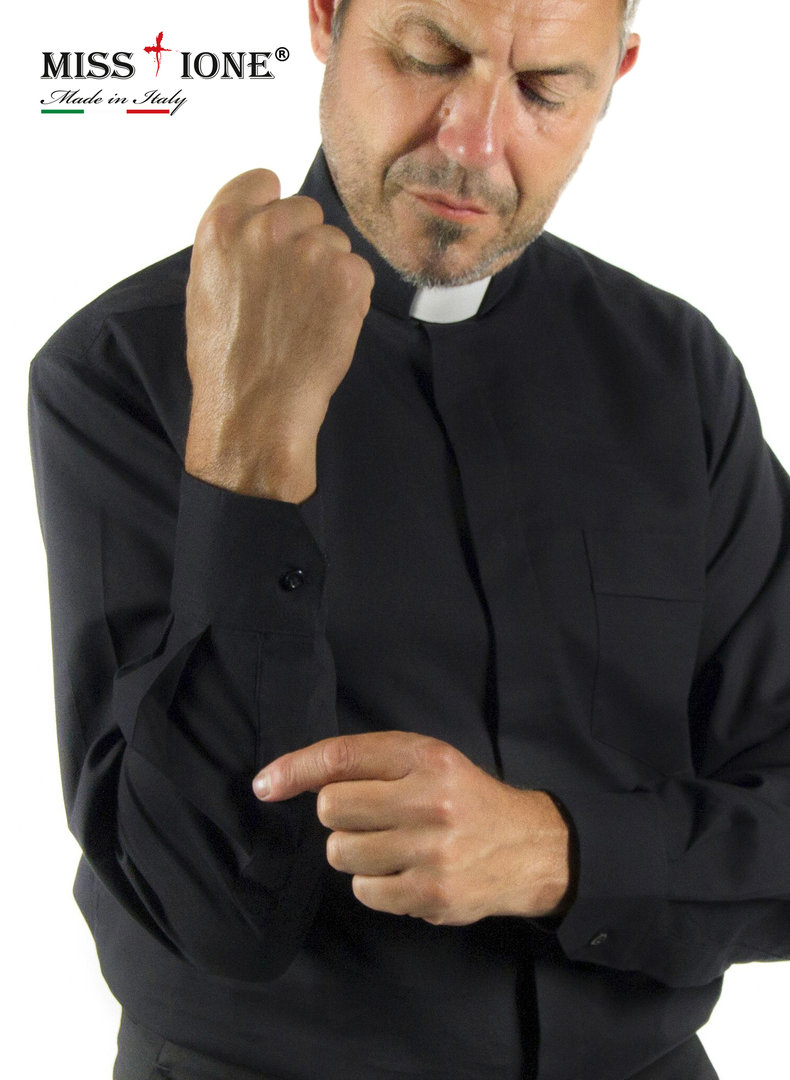 Camicia manica lunga clergy fil a fil 100% cotone